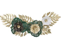 Metalen Muurkunst Bloem - Ijzeren Wanddecoratie - Woonkamer Decoratie - Luxe 3D Sculptuur - 51.5 x 21 cm