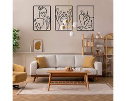 Metalen muurkunst - Elegante decoratie - Set van 3 - Hoogwaardige materialen - 40 x 30 cm