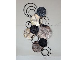 Metalen muurobject ringen ZWART muurdecoratie