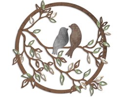 Metalen muurschildering vogel silhouette op takken vogel kunst decoratie geschikt voor woonkamer tuin slaapkamer kantoor huis muren joe verhuizing partij decoratie (bruin)