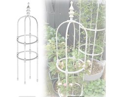 Metalen Obelisk - Klimrek Tuin - Planten Steunen - Verstelbare Hoogte - Tot 180cm - Wit