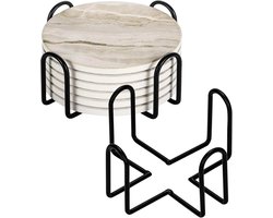 Metalen Onderzetters Houder Set van 2 - Vierkante Drinkbeker Rek voor Eettafel Decoratie - Zwart IJzer