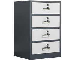 Metalen Opbergkast - Archiefkast Bureaukast - Kantoor Organisatie - Afsluitbare Laden - Verstelbare Planken - Blauw