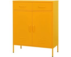 Metalen Opbergkast - Archiefkast Lade - Thuis Organiseren - Verstelbare Plank - 80 cm Breed - Geel