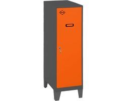 Metalen Opbergkast - Garderobekast Kantoor - Veilig Spullen Opbergen - Schroefloze Montage - 101.5 x 30 x 50 cm - Antraciet/Oranje