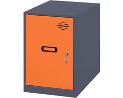 Metalen Opbergkast - Garderobekast Kluisje - Spullen Veilig Opbergen - Schroefloze Montage - 47.5x30x50 cm - Antraciet/Oranje