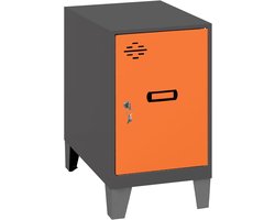 Metalen Opbergkast - Garderobekast Kluisje - Veilig Spullen Opslaan - Schroefloze Montage - 57.5x30x50 cm - Antraciet Oranje