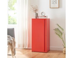 Metalen Opbergkast met Deur en Verstelbare Planken - Industrieel Design - 88x40x35 cm - Rood