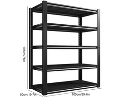 Metalen opbergrek 4 lagen - Zwaar uitgevoerd - Verstelbaar - Eenvoudig - Displayrek - Stelling - 50 x 100 x 198 cm