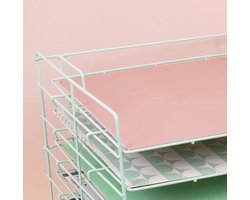 Metalen organizer lade met 6 planken voor papier | Organiseer scrapbooking en ambachten materialen | Turkoois