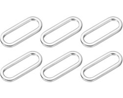 Metalen ovale ring, platte ovale ringsluiting, riembevestiging, riemhouder, lus voor doe-het-zelf leren handtassen, geborsteld messing, Zilverkleur, 4mm