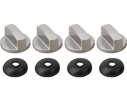 Metalen ovenknoppen - Bediening voor gasfornuis - Reparatie van keukenapparatuur - Duurzame zinklegering - Schacht van 6 mm - Zilverkleurig