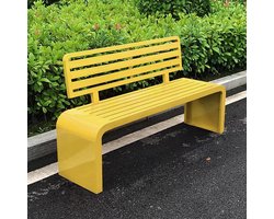 Metalen Parkbank - Buitenbank - Ontspannen in de tuin - Weerbestendige coating - 100 cm breed - Geel