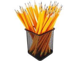 Metalen Pennenhouder - Vierkant Mesh Design - Antikras Rubberen Voetjes - Ruimtebesparend Bureau Organizer - Zwart - Bureau Organizer - Pennenbakjes - Pennenbak - Pennenkoker Van Draadmetaal - Multifunctionele Beker Voor Balpen - Kantoor - School