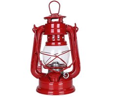 Metalen Petroleumlamp met Glazen Bol – Sfeervolle Olielamp voor Binnen & Buiten – Tafellamp en Hanglamp – Ideaal bij Stroomuitval, Camping en Tuin, Rood