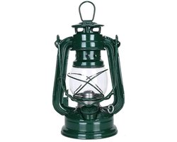 Metalen Petroleumlamp met Glazen Bol – Sfeervolle Olielamp voor Binnen & Buiten – Tafellamp en Hanglamp – Ideaal bij Stroomuitval, Camping en Tuin, Groen