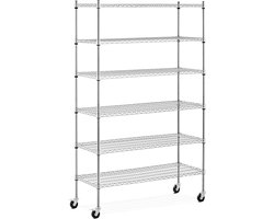 metalen plank - 120 x 45 x 190 cm - 90 kg - 4 Rollen - Royal Catering