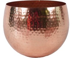 Metalen Plantenbak - Bloempot Koper - Binnen Planten - Gehamerde Afwerking - 22 cm x 18 cm - Koper