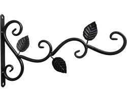 Metalen plantenrek, smeedijzeren plantensteun voor aan de muur, decoratieve beugel voor hangmanden, metalen muurbevestiging, geschikt voor kleine planten, vogelvoederhuisjes en windgong.