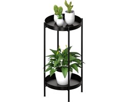 Metalen plantenstandaard binnen buiten met 2 niveaus tafel planten - hoog organizer vazen roestvrij huis tuin terras balkon