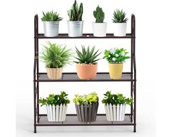 Metalen plantenstandaard bloemenrek 3-laags bloempot plantenrek pannenlap voor binnen en buiten multifunctioneel vintage bloemenrek balkon zwart