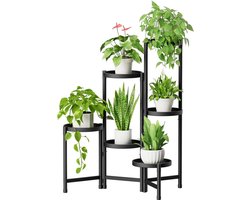 Metalen plantenstandaard met 6 etages, bloemenstandaard, plantenrek, bloemenrek, voor binnen en buiten, opvouwbaar, bloementrappen, binnen, plant, staande plank voor tuin, balkon