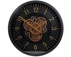 Metalen Radarklok Vincent 46x8 cm Zwart/Goud