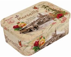 Metalen rechthoekig zeep blik Marseille retro – Vintage voorraadblik – Franse handzeep – Marseille zeep Marseillezeep