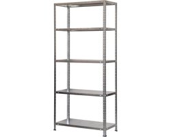 Metalen rek - verstelbaar - opbergrek - 5 planken - 75 kg - 1800 x 900 x 400 mm - verzinkt opbergrek