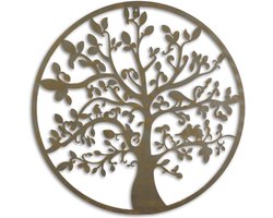 Metalen Ronde Tree Of Life wand decoratie 51cm x 51 cm.