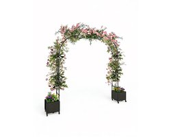 Metalen Rozenboog - Zwart - Decoratieve Tuinboog voor Klimplanten - Bruiloft Boog & Backdrop Stand - Weerbestendig - 240 cm Hoog