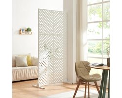 Metalen Scheidingswand - Kamerverdeler Decoratief - Ruimte Indelen - Elegant Patroon - 200x100 cm - Wit