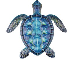 Metalen schildpad wanddecoratie, schildpad muurkunst voor thuis, slaapkamer, woonkamer, kantoor, tuin, schutting, aquarium, oceaan wanddecoratie, blauw