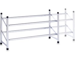 Metalen schoenenkast/schoenenrek uitschuifbaar 2-laags 64-117 cm - Zeller - Schoenen opbergers/opbergen - Schoenenkasten/schoenenrekken - Camping/gang kasten/rekken