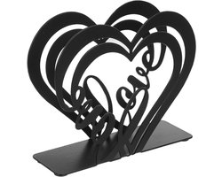 Metalen Servethouder - Servetdispenser Rek - Keuken Organiseren - Hartvormig Ontwerp - 12 x 10.2 x 4 cm - Zwart