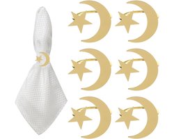 Metalen servetringen - Servethouders - Ramadan banketten - Ster en Maan design - 6 stuks - Goud