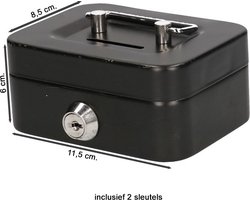 Metalen Spaarpot Geldkist Zwart 12x8x5 CM - Geldkistje met sleutels - Geld Kistje