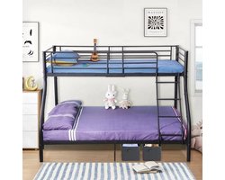 Metalen stapelbed - Hoogslaper - 140 x 200 cm en 90 x 200 cm