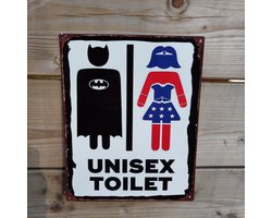Metalen tekstbord UNISEX TOILET 20x25 cm Batman