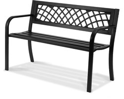 Metalen Tuinbank - Buitenbank Parkbank - Ontspannen Buiten Zitten - Weerbestendig Metalen Frame - 117 cm Breed - Zwart