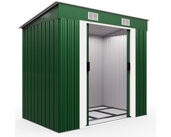 Metalen Tuinhuis - 1,8m² met Fundering Schuifdeuren – Groen