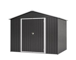 Metalen Tuinhuis 240 x 192,3 x 191 cm Zwart – Gereedschapsschuur met Schuifdeur en 4 Ventilatieroosters – Extra Ruime Tuinberging voor Buiten