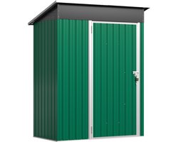 Metalen tuinhuis - staal buitenopslag - groen - schuifdeur - weerbestendig - 138 × 75 × 185 cm - tuinberging - gereedschap opslag - duurzame buitenkast