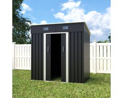 Metalen tuinhuisje (4,3 m3) antraciet klein berging schuur HxBxD: 182x194x121cm