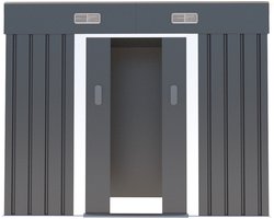 Metalen tuinhuisje (5,6 m3) grijs breed klein berging schuur HxBxD: 182x238x131cm