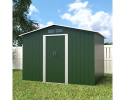 Metalen tuinhuisje (9,3 m3) groen medium berging schuur HxBxD: 179x258x207cm