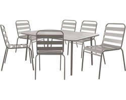 Metalen tuinmeubelset "Bilbao" - 6 zitplaatsen - Taupe