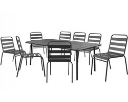 Metalen tuinmeubelset "Bilbao" - 8 zitplaatsen - Grijs