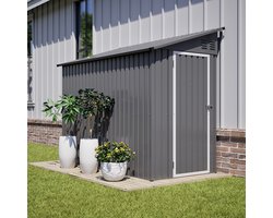 Metalen Tuinschuur - 4x8 Voet Berging Met Slot En Ventilatie, Antraciet, 242x124x192 Cm - Voor Gereedschap En Tuinaccessoires