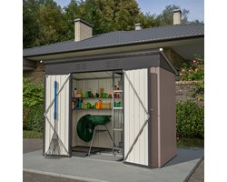 Metalen Tuinschuur - 8x4 FT - Inclusief Metaalfundament Weerbestendig - Metaal - Bruin